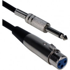 Qvs 15ft XLR Female to 1/4 Male Audio Cable - 15 ft 6.35mm/XLR Audio Cable for Audio Device, Microphone, Guitar, Audio Mixer, Preamplifier, Recorder, Speaker, DI Box - First End: 1 x 6.35mm Male Audio - Second End: 1 x XLR Female Audio - Patch Cable - Bla