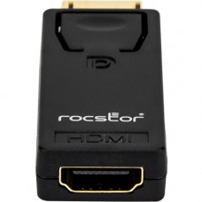 Rocstor Premium DisplayPort to HDMI Video Adapter Converter - M/F - 1 x HDMI Female - 1 x DisplayPort Male - Gold Platted Connectors - Black - ADAPTER CONVERTER Male/Female - DisplayPort/HDMI A/V Cable for Audio/Video Device, HDTV - First End: 1 x Display