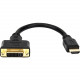 Rocstor Premium 8in HDMI to DVI-D Video Adapter F/M- HDMI Female to DVI Male for Computers, Monitors, Notebook, Video Device - 8" - 1 Retail Pack - 1 x HDMI Female - 1 x DVI-D (24+1) Male - Gold Platted - Shielding - Black CABLE HDMI FEMALE TO DVI-D 