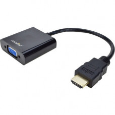 Rocstor Premium HDMI to VGA + 3.5mm Audio Adapter - 3" HDMI/Mini-phone/VGA A/V Cable for Projector, Monitor, Desktop Computer, Tablet, Ultrabook, Notebook, TV, Audio/Video Device, HDTV - First End: 1 x HDMI (Type A) Male Digital Audio/Video - Second 