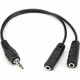 Rocstor Premium Slim Stereo Splitter Cable - 3.5mm Male to 2x 3.5mm Female - 1 x Mini-phone Male Stereo Audio - 2 x Mini-phone Female Stereo Audio - Nickel-plated Connectors - Black Cable 3.5mm TO 2x3.5mm M/F - 7.87" Mini-phone Audio Cable for iPhone