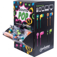 Manhattan SoundPOP Earphone Countertop Display/Dispenser - Stereo - Teal, Yellow, Blue, Orange, Pink, Fuschia, Black, Green - Wired - 32 Ohm - 20 Hz 20 kHz - Earbud - Binaural - In-ear - 3.28 ft Cable 178822