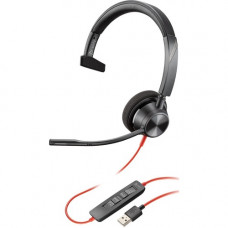 Plantronics Poly Blackwire 3310 Microsoft USB-C Headset - Mono - USB Type C - Wired - 32 Ohm - 20 Hz - 20 kHz - Over-the-head - Monaural - Supra-aural - Noise Cancelling Microphone - TAA Compliance 214011-101