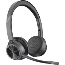 Plantronics Poly Voyager 4300 UC 4320-M Headset - Stereo - USB Type A - Wired/Wireless - Bluetooth - 164 ft - 20 Hz - 20 kHz - Over-the-head - Binaural - Ear-cup - 4.92 ft Cable - Noise Cancelling Microphone - TAA Compliance 218475-02