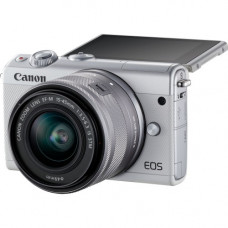 Canon EOS M100 24 Megapixel Mirrorless Camera with Lens - 15 mm - 45 mm (Lens 1), 55 mm - 200 mm (Lens 2) - White - 3" Touchscreen LCD - 3x/3.6x Optical Zoom - Optical (IS) - 6000 x 4000 Image - 1920 x 1080 Video - HD Movie Mode - Wireless LAN - TAA 