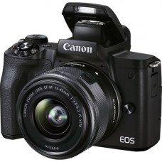 Canon EOS M50 Mark II 24.1 Megapixel Mirrorless Camera with Lens - 15 mm - 45 mm - Black - CMOS Sensor - 3" Touchscreen LCD - Electronic Viewfinder - 3x Optical Zoom - Optical (IS) - 6000 x 4000 Image - 3840 x 2160 Video - 4K Recording - HD Movie Mod