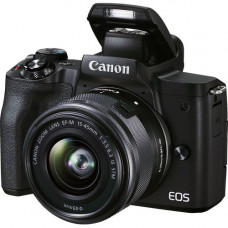 Canon EOS M50 Mark II 24.1 Megapixel Mirrorless Camera with Lens - 15 mm - 45 mm (Lens 1), 55 mm - 200 mm (Lens 2) - Black - CMOS Sensor - 3" Touchscreen LCD - Electronic Viewfinder - 3x/3.6x Optical Zoom - Optical (IS) - 6000 x 4000 Image - 3840 x 2