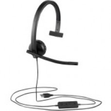 Logitech USB Headset Mono H570e - Mono - USB - Wired - 31.50 Hz - 20 kHz - Over-the-head - Monaural - Supra-aural - Noise Cancelling, Electret Microphone - RoHS, TAA, WEEE Compliance 981-000570