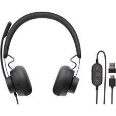 Logitech Zone 750 Headset - Stereo - USB Type C - Wired - 32 Ohm - 20 Hz - 16 kHz - Over-the-ear - Binaural - Ear-cup - 6 ft Cable - Uni-directional, Omni-directional, Noise Cancelling Microphone - Noise Canceling 981-001103