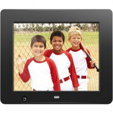 Aluratek 8 inch Digital Photo Frame with Motion Sensor and 4GB Built-in Memory - 8" LCD Digital Frame - Black - 800 x 600 - Cable - 4:3 - Autostart Slideshow, Slideshow, Background Music, Clock, Calendar, Auto On/Off Timer, Motion Detection - Built-i