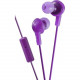 Victor  Of Japan, Limited JVC Gumy Plus Inner Ear Headphones With Remote & Mic - Stereo - Wired - 16 Ohm - 10 Hz - 20 kHz - Earbud - Binaural - Open - 3.28 ft Cable - Violet HAFR6V