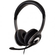 V7 Deluxe USB Stereo Headphones with Microphone - Stereo - USB - Wired - 32 Ohm - 20 Hz - 20 kHz - Over-the-head - Binaural - Circumaural - 5.91 ft Cable - Omni-directional, Noise Cancelling Microphone - Black, Gray HU521-2NP