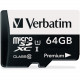 Verbatim 64GB Premium microSDXC Memory Card with Adapter, UHS-I Class 10 - UHS-1/Class 10 - 1pk - TAA Compliance 44084