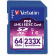 Verbatim 64GB 233X Pro SDXC Memory Card, UHS-1 Class 10 - Class 10 - 1pk - TAA Compliance 97466