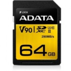 A-Data Technology  Adata Premier ONE 64 GB Class 10/UHS-II SDXC - 290 MB/s Read - 260 MB/s Write ASDX64GUII3CL10-C