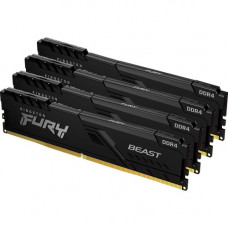 Kingston FURY Beast 64GB (4 x 16GB) DDR4 SDRAM Memory Kit - 64 GB (4 x 16GB) - DDR4-3200/PC4-25600 DDR4 SDRAM - 3200 MHz - CL16 - 1.35 V - 288-pin - DIMM - Lifetime Warranty KF432C16BB1K4/64