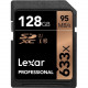 Lexar Professional 128 GB SDXC - Class 10/UHS-I (U1) - 95 MB/s Read - 20 MB/s Write - 633x Memory Speed LSD128GCB1NL633