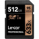 Lexar Professional 512 GB SDXC - Class 10/UHS-I (U3) - 95 MB/s Read - 45 MB/s Write - 633x Memory Speed LSD512CBNL633