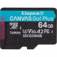 Kingston Canvas Go! Plus 64 GB Class 10/UHS-I (U3) microSDXC - 170 MB/s Read - 70 MB/s Write SDCG3/64GBSP