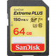 Sandisk Extreme PLUS 64 GB Class 10/UHS-I (U3) SDXC - 150 MB/s Read - 60 MB/s Write - Lifetime SDSDXW6-064G-ANCIN