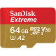 Sandisk Extreme 64 GB microSDXC - Class 10/UHS-I (U3) - 160 MB/s Read - 60 MB/s Write SDSQXA2-064G-AN6MA