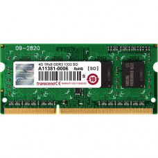 Transcend DDR3 1333 SO-DIMM 4GB 9-9-9 1Rx8 - 4 GB DDR3 SDRAM - CL9 - 1.50 V - Non-ECC - Unbuffered - 204-pin - SoDIMM TS512MSK64V3H