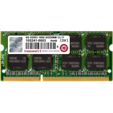 Transcend 4GB DDR3 1600 SO-DIMM CL11 2Rx8 - 4 GB (1 x 4 GB) DDR3 SDRAM - CL11 - 1.50 V - Non-ECC - Unbuffered - 204-pin - SoDIMM TS512MSK64V6N