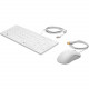 HP USB Keyboard and Mouse Healthcare Edition - USB Cable - White - USB Cable - 3 Button - Scroll Wheel - White - Compatible with Desktop Computer - TAA Compliance 1VD81AA#ABA