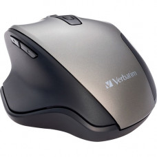 Verbatim Silent Ergonomic Wireless Blue LED Mouse - Graphite - Blue LED - Wireless - Radio Frequency - 2.40 GHz - Graphite - USB - 1600 dpi 70242