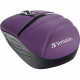 Verbatim Wireless Mini Travel Mouse, Commuter Series - Purple - Wireless - Radio Frequency - 2.40 GHz - Purple - 1000 dpi 70707