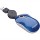 Verbatim Mini Travel Optical Mouse - Blue - Optical - Cable - Blue - USB 2.0 - Notebook, Computer - Scroll Wheel 98616