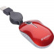Verbatim Mini Travel Optical Mouse, Commuter Series - Red - Optical - Cable - Red - USB 2.0 - Notebook, Computer - Scroll Wheel 98619