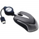 Verbatim USB-C Mini Optical Travel Mouse - Black - Optical - Cable - Black - USB - Notebook - Scroll Wheel 99235
