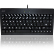 Adesso SlimTouch 110 - 3-Color Illuminated Mini Keyboard - Cable Connectivity - USB Interface - 87 Key - English (US) - Membrane Keyswitch - Black, Black AKB-110EB