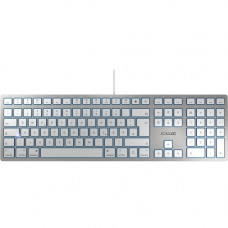 CHERRY KC 6000 SLIM Keyboard - Cable Connectivity - USB Interface - English (US) - Mac OS - Scissors Keyswitch - Silver, White - TAA Compliance JK-1610US-1