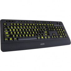 AziO Vision Backlit Keyboard - Cable Connectivity - USB Interface - Compatible with Computer (PC) - Email, Favourites, Play/Pause, Previous Track, Next Track, Stop, Volume Control, Mute, Multimedia, My Computer, Calculator Hot Key(s) - Membrane KB506