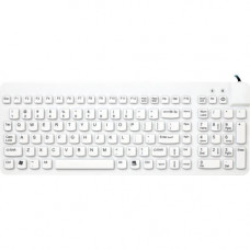 Man & Machine Low Profile Premium Waterproof Disinfectable Keyboard - Cable Connectivity - USB Interface - English, French - PC, Mac - Industrial Silicon Rubber Keyswitch - White RCLP/MAG/W5