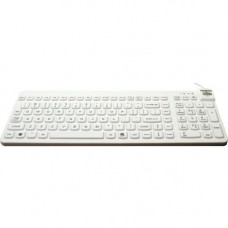 Man & Machine Premium Full Size Waterproof Disinfectable Keyboard - Cable Connectivity - USB Interface - English, French - PC, Mac - Industrial Silicon Rubber Keyswitch - White RCLPMAGBKL/W5-LT