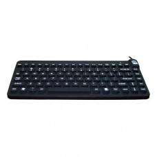 Man & Machine Premium Waterproof Disinfectable Silent 12" Keyboard - Cable Connectivity - USB Interface - PC, Mac - Industrial Silicon Rubber Keyswitch - Black SCLP/B5-LT