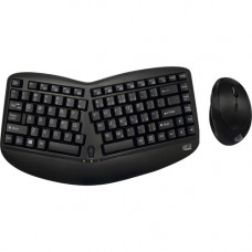 Adesso Tru-Form Media 1150 - Wireless Ergo Mini Keyboard & Mouse - USB Wireless RF 87 Key - English (US) - USB Wireless RF Optical - 1600 dpi - Scroll Wheel - QWERTY - Play/Pause, Stop, Forward, Volume Up, Volume Down, Mute, Skip Backward Hot Key(s) -