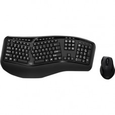 Adesso Tru-Form Media 1500 - Wireless Ergonomic Keyboard and Laser Mouse - USB Wireless RF Keyboard - 105 Key - English (US) - Black - USB Wireless RF Mouse - Laser - 1600 dpi - Black (PC) - RoHS Compliance WKB-1500GB