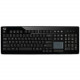 Adesso SlimTouch 4400 - Wireless Desktop Touchpad Keyboard - Wireless Connectivity - RF - 30 ft - USB Interface - 104 Key - English, French - Membrane Keyswitch - AAA Battery Size Supported - Black - RoHS Compliance WKB-4400UB