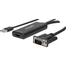 Manhattan VGA and USB to HDMI Converter - Functions: Signal Conversion - USB, VGA - 1920 x 1080 - Mac, PC - External 152426