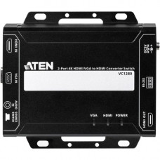 ATEN VC1280 2-Port 4K HDMI/VGA to HDMI Converter Switch - Functions: Signal Conversion, Video Switcher - 3840 x 2160 - VGA - Audio Line In - 1 Pack - Rack-mountable VC1280