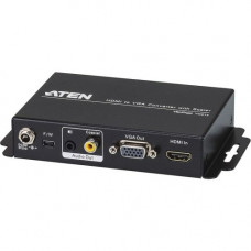 ATEN VanCryst VC812 HDMI to VGA Converter with Scaler-TAA Compliant - Functions: Video Conversion, Video Scaling, De-interlace, Noise Filtering, Video Processing - 1920 x 1200 - VGA - Audio Line Out - 1 Pack - Mountable VC812