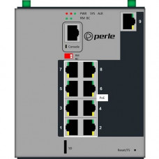 Perle Industrial Managed Power Over Ethernet Switch - 9 Ports - Manageable - 2 Layer Supported - Twisted Pair - Wall Mountable, DIN Rail Mountable, Panel-mountable, Rack-mountable - 5 Year Limited Warranty 07016380