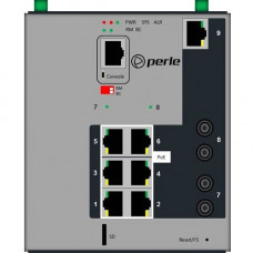 Perle Industrial Managed Power Over Ethernet Switch - 9 Ports - Manageable - 2 Layer Supported - Twisted Pair, Optical Fiber - DIN Rail Mountable, Wall Mountable, Panel-mountable, Rack-mountable - 5 Year Limited Warranty 07016500