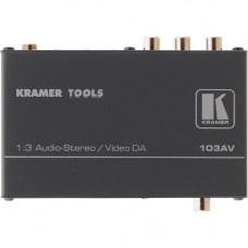 Kramer 103AV Video Splitter - 1 x RCA Component Video In, 1 x Mini-phone Stereo Audio Line In, 3 x RCA Component Video Out, 3 x Mini-phone Stereo Audio Line Out 103AV