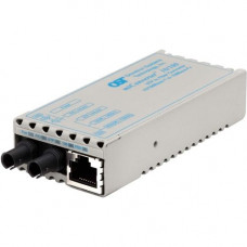 Omnitron Systems miConverter 10/100 Ethernet Fiber Media Converter RJ45 ST Single-Mode 60km - 1 x 10/100BASE-TX, 1 x 100BASE-LX, US AC Powered, Lifetime Warranty - RoHS, WEEE Compliance 1101-2-1