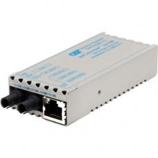 Omnitron Systems miConverter 10/100 Plus Ethernet Fiber Media Converter RJ45 ST Multimode 5km - 1 x 10/100BASE-TX, 1 x 100BASE-FX, Euro. AC Powered, Lifetime Warranty - RoHS, WEEE Compliance 1120-0-3